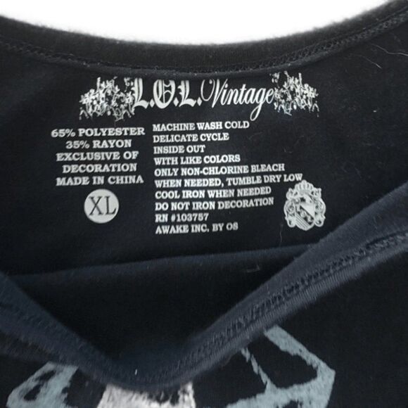 L.O.L. Vintage Black Top w/ Sequin Perfume Print - Picture 2 of 2